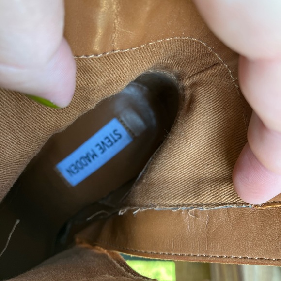 NWOT Steve Madden camel Myrakle suede fringe heeled booties, size 6.5 - Picture 8 of 8